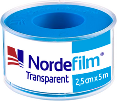 Пластир медичний полiмерний водостiйкий 2,5 cm x 5 m "НордеФiлм"(пластик)